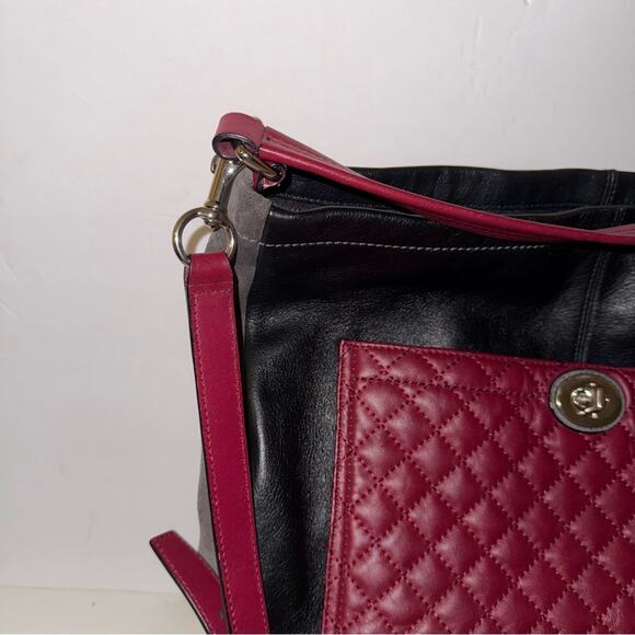 COACH Park Quilted Leather double strap Colorblock Hobo purse - Picture 3 of 6